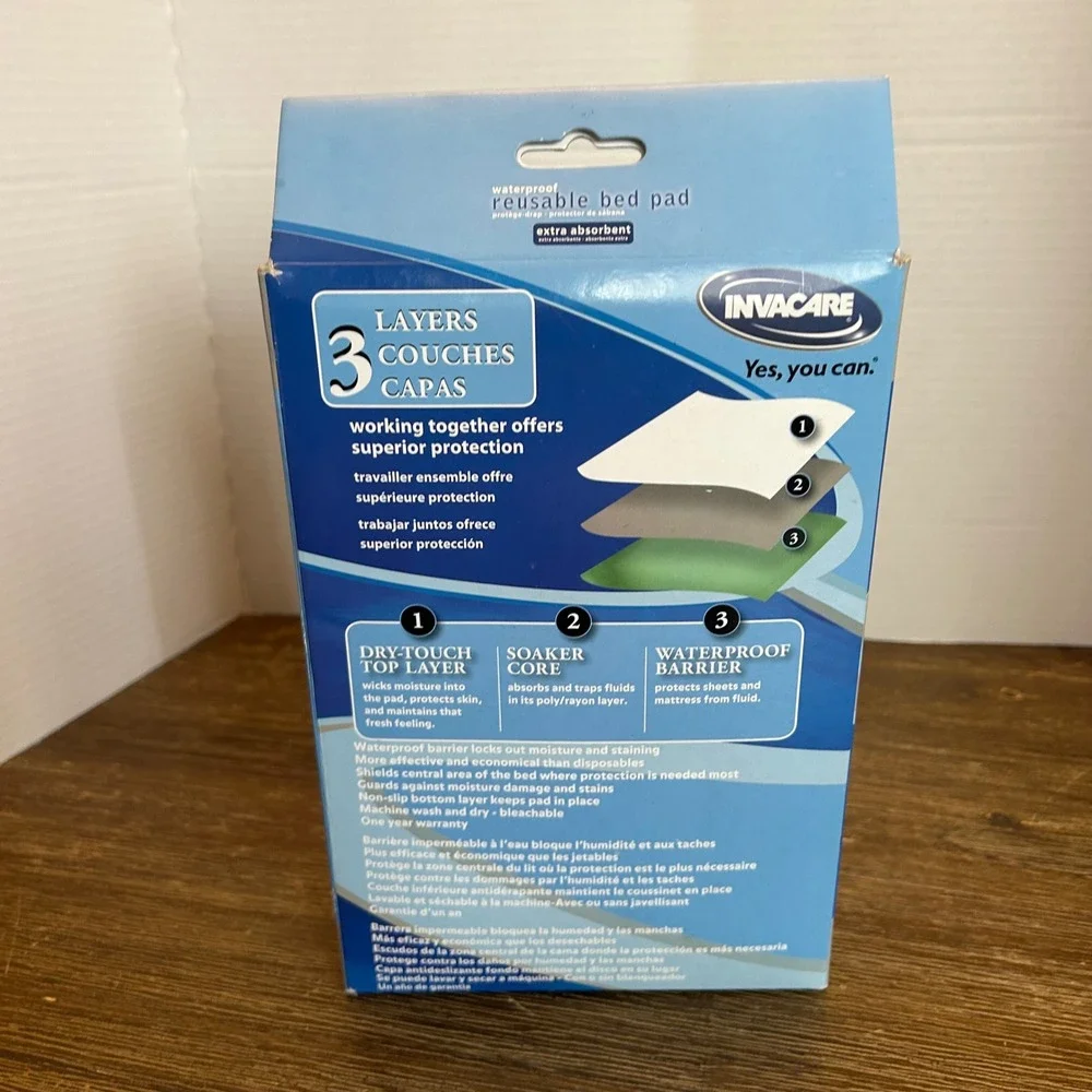 Invacare Reusable Bed Pad Large 34x36 White New Waterproof Extra Absorbent